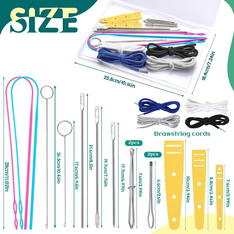 Fedmut Drawstring Threader Tool Set 18PCS with Loop Turner, Bodkin Sewing Tool, Elastic Threader and Hoodie String Drawstring for Jacket, Pants, Sportswear and Hat Threading - Image 2
